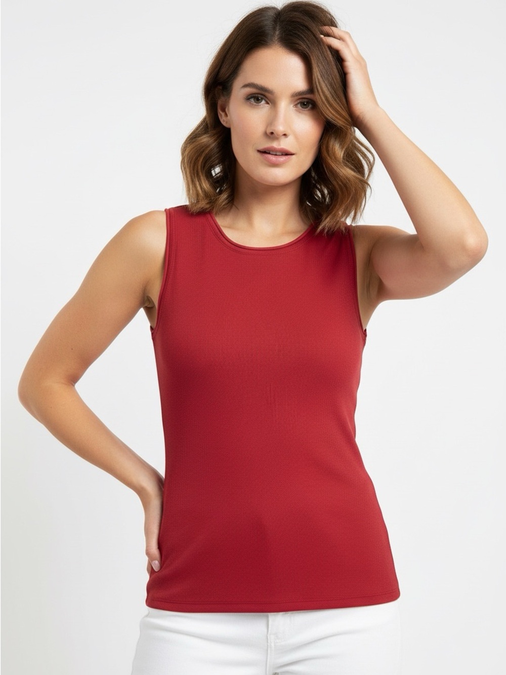 Primark Red Ribbed Sleeveless Tank Top
